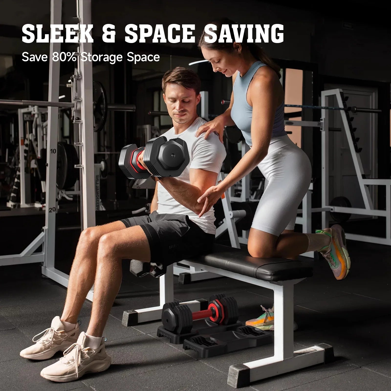 110LB Adjustable Dumbbells with High Quality Tray 15Lb to 55Lb Adjustable Dumbbell for Home Gym Exercise Equipment, ‌‌Christmas Gift